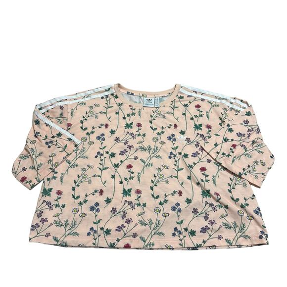 Adidas Womens Floral 'Love Revolution' Cropped T Shirt - Picture 1 of 8